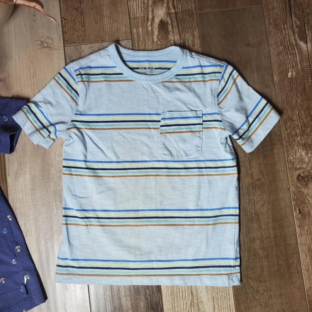 Carter's & Garanimals Boys Size 5 Casual Blue Short Sleeve Shirt Bundle EUC